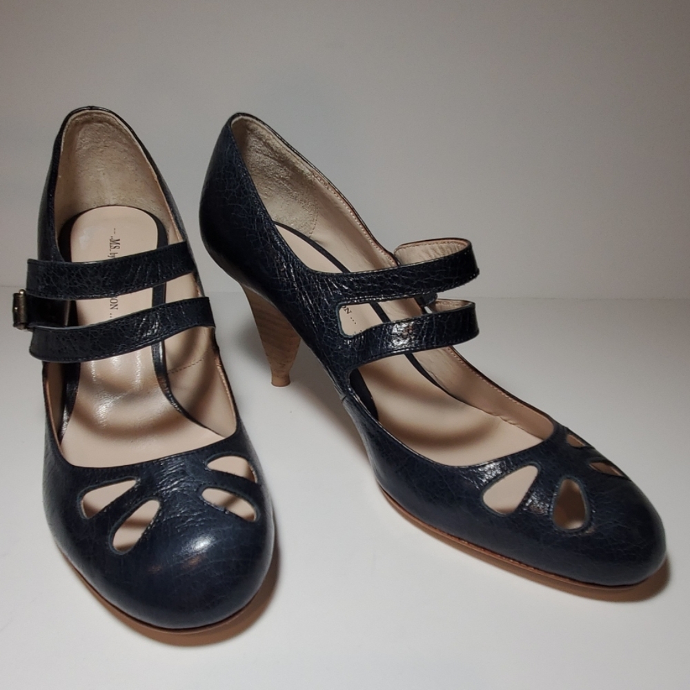 MS by MARTINE SITBON Navy Leather Heel NWOB 9